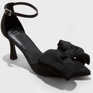 A New Day Black Ankle Strap Heels with Bow